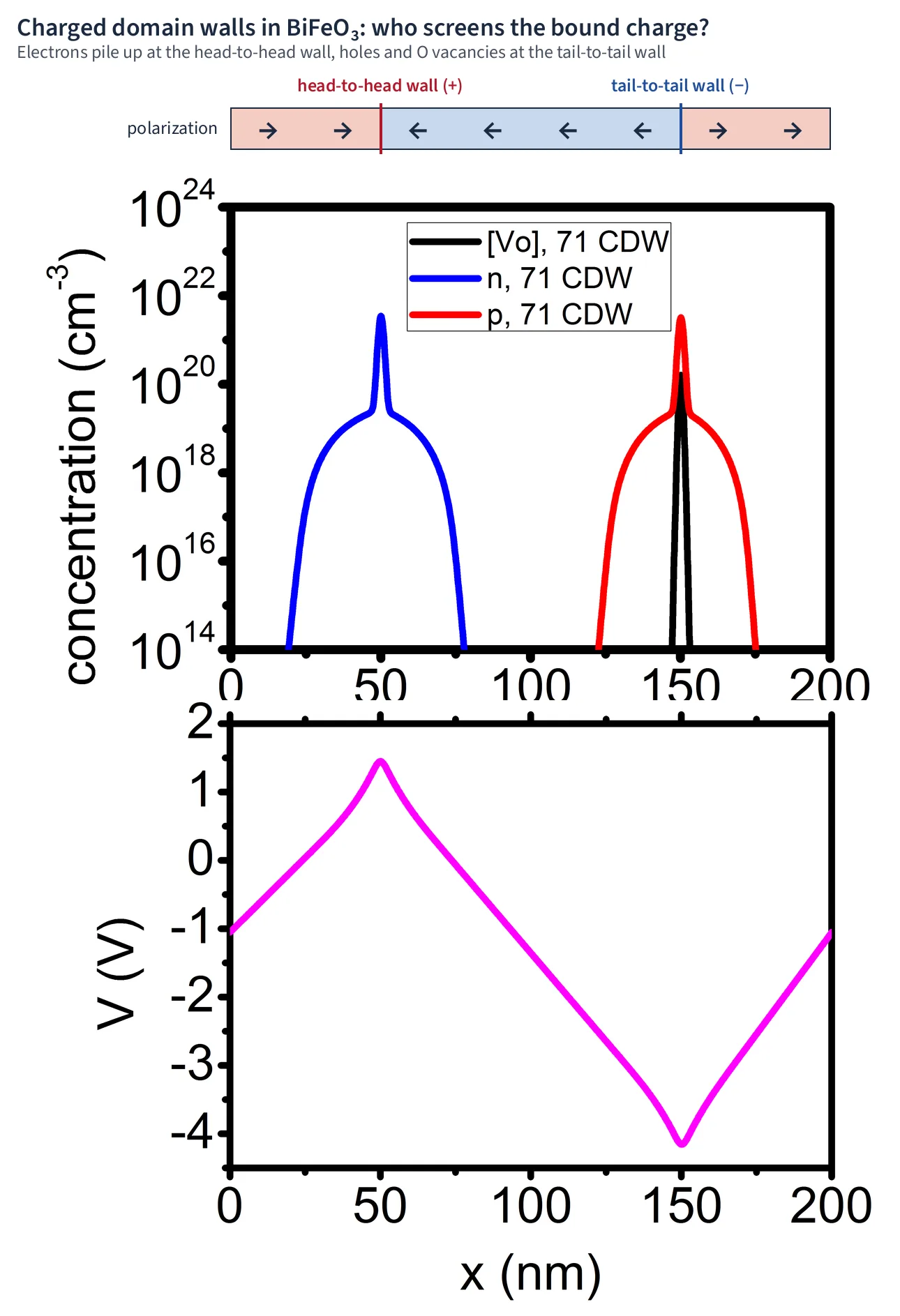 Concentration and potential profiles across charged walls